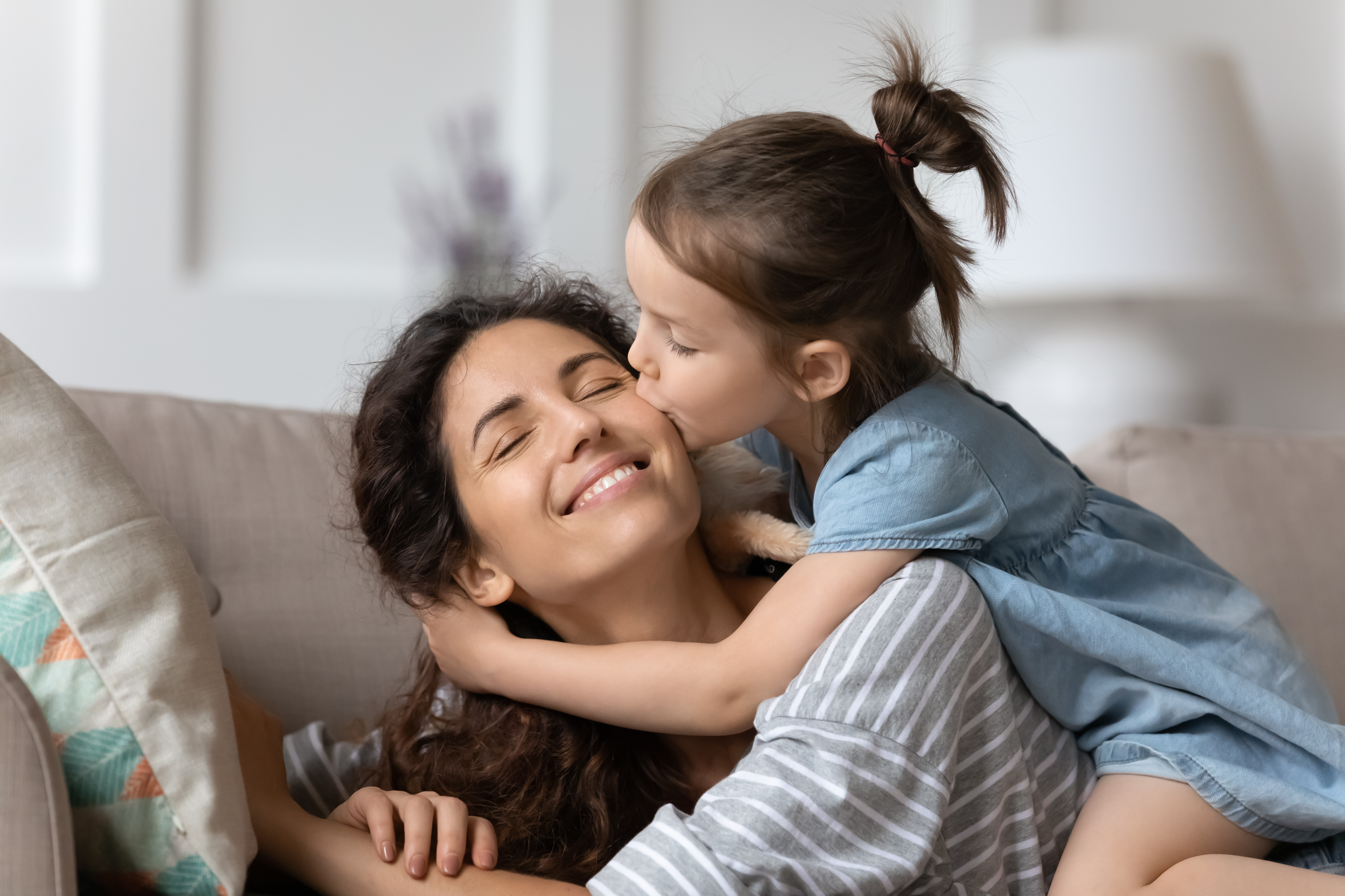 Mom with young daughter