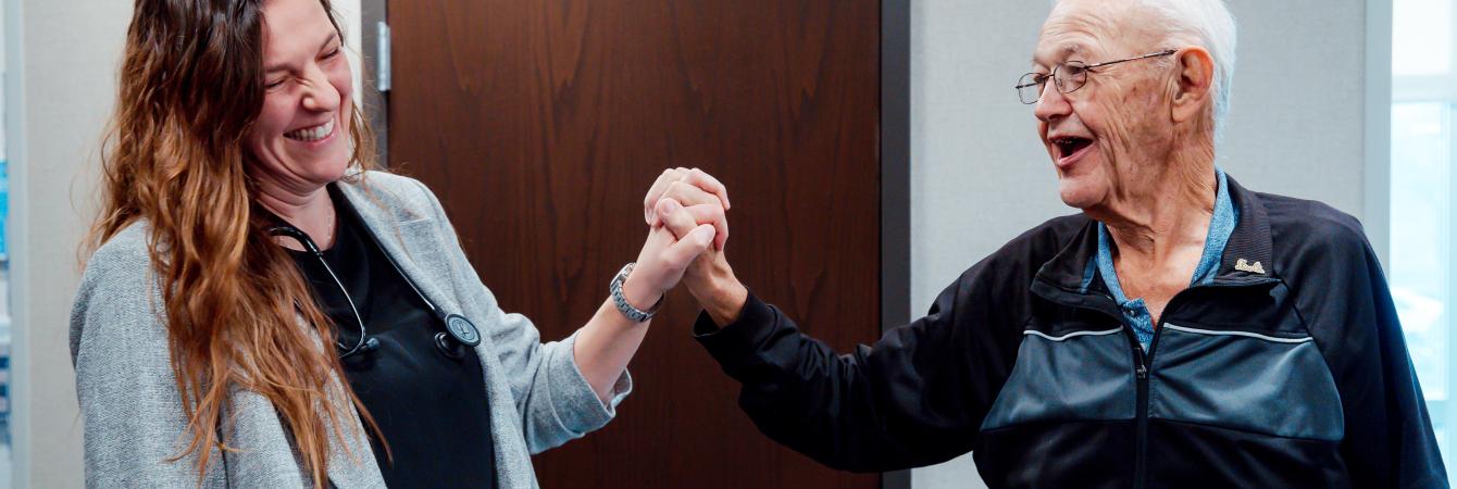 Doctor and patient shaking hands